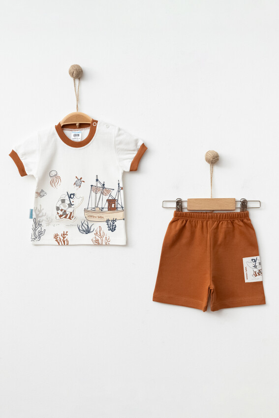 Wholesale Baby Boys 2-Pieces T-shirt and Short Set 3-9M Hoppidik 2017-2351 - 3