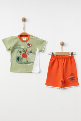 Wholesale Baby Boys 2-Pieces T-shirt and Short Set 6-12M Hoppidik 2017-2290 Green