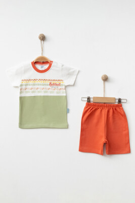 Wholesale Baby Boys 2-Pieces T-shirt and Short Set 9-18M Hoppidik 2017-2355 Зелёный 