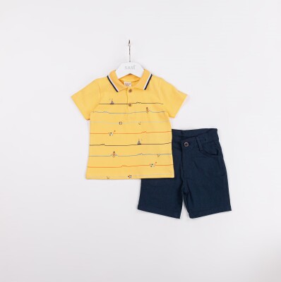 Wholesale Baby Boys 2-Pieces T-shirt and Short Set 9-24M Sani 1068-9923 Yellow