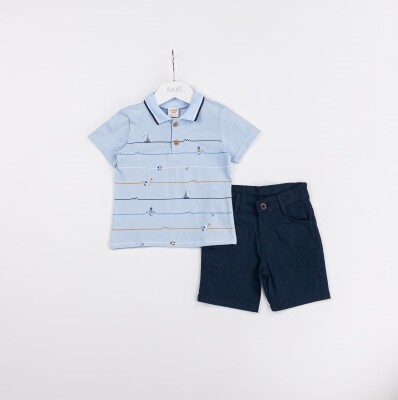 Wholesale Baby Boys 2-Pieces T-shirt and Short Set 9-24M Sani 1068-9923 Light Blue