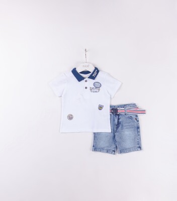 Wholesale Baby Boys 2-Pieces T-shirt and Short Set 9-24M Sani 1068-9927 Белый 