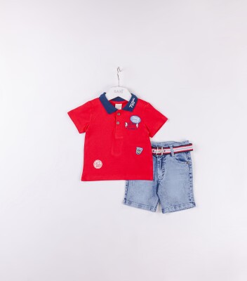 Wholesale Baby Boys 2-Pieces T-shirt and Short Set 9-24M Sani 1068-9927 Красный