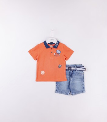 Wholesale Baby Boys 2-Pieces T-shirt and Short Set 9-24M Sani 1068-9927 Orange