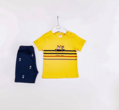 Wholesale Baby Boys 2-Pieces T-shirt and Short Set 9-24M Sani 1068-9942 Sarı