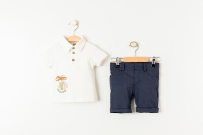 Wholesale Baby Boys 2-Pieces T-shirt and Shorts Set 6-24M Bubbly 2035-728 Ecru