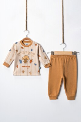 Wholesale Baby Boys 2pcs Sweat and Trousers Set 6-12M Hoppidik 2017-2381 Mustard