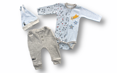 Wholesale Baby Boys 3-Piece Bodysuit Set 3-12M Tomuycuk 1074-75433 - Tomuycuk
