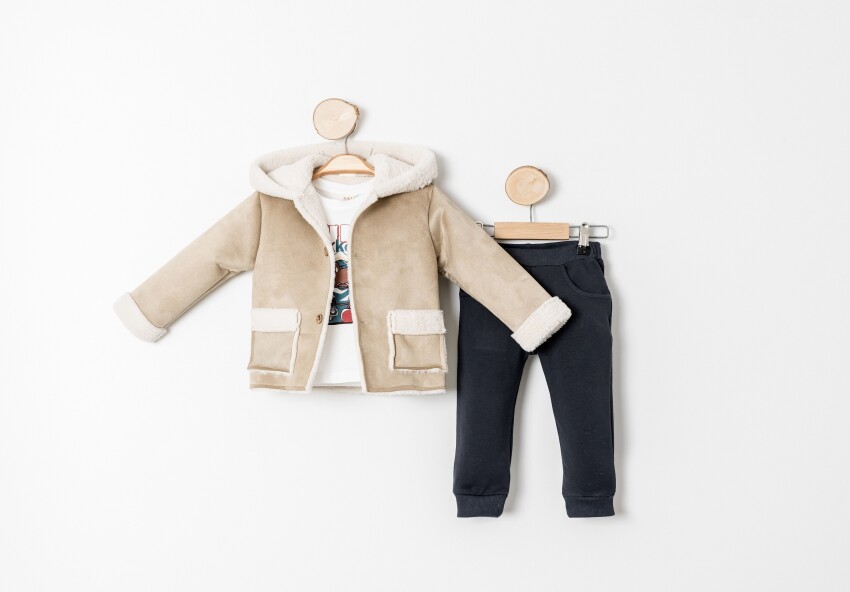 Wholesale Baby Boys 3-Piece Coat, Body and Pants Set 9-24M Sani 1068-10024 - 2