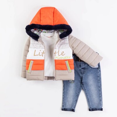 Wholesale Baby Boys 3-Piece Coat, Sweatshirt and Denim Pants Set 9-24M Minibombili 1005-6081 - 4