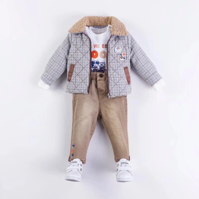 Wholesale Baby Boys 3-Piece Coat, Sweatshirt and Pants Set 6-18M Minibombili 1005-6537 - 3