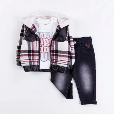 Wholesale Baby Boys 3-Piece Coat, Sweatshirt and Trouser Set 9-24M Minibombili 1005-6543 - 2