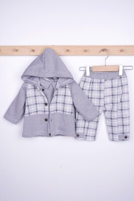 Wholesale Baby Boys 3-Piece Jacket and Pants Set 6-24M Miniborn 2019-9047 Gray