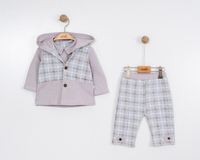 Wholesale Baby Boys 3-Piece Jacket and Pants Set 6-24M Miniborn 2019-9047 - Miniborn