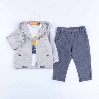 Wholesale Baby Boys 3-Piece Jacket, Badi and Pants Set 9-24M Bombili 1004-6702 Gray