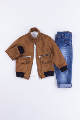 Wholesale Baby Boys 3-Piece Jacket, Body and Denim Pants Set 2-5Y Gold Class 1010-2505 - Gold Class (1)