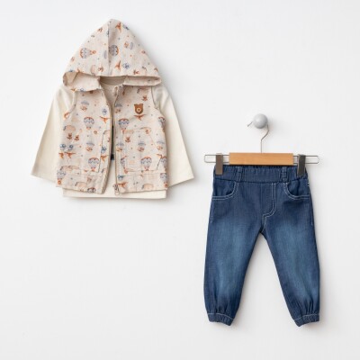 Wholesale Baby Boys 3-Piece Jacket, Bodysuit and Denim Pants Set 6-24M BonBon 2056-5002 - BonBon
