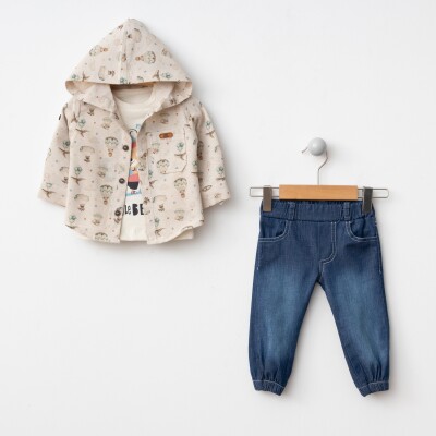 Wholesale Baby Boys 3-Piece Jacket, Bodysuit and Denim Pants Set 6-24M BonBon 2056-5003 - 2
