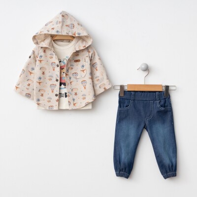 Wholesale Baby Boys 3-Piece Jacket, Bodysuit and Denim Pants Set 6-24M BonBon 2056-5003 - BonBon