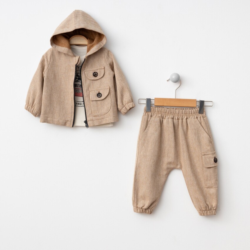 Wholesale Baby Boys 3-Piece Jacket, Long Sleeve Bodysuit and Pants Set 6-24M BonBon 2056-8004 - 2