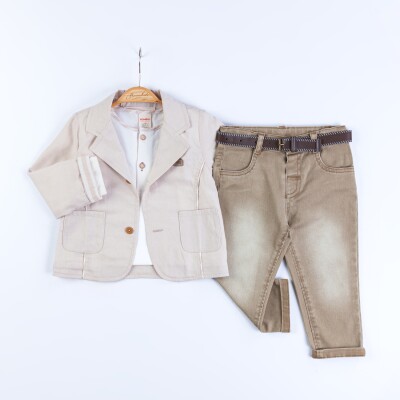 Wholesale Baby Boys 3-Piece Jacket, Shirt and Denim Pants Set 9-24M Bombili 1004-6690 - 2