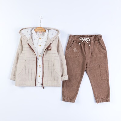 Wholesale Baby Boys 3-Piece Jacket, Shirt and Denim Pants Set 9-24M Bombili 1004-6698 - 1