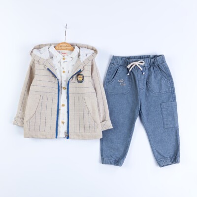 Wholesale Baby Boys 3-Piece Jacket, Shirt and Denim Pants Set 9-24M Bombili 1004-6698 - 2
