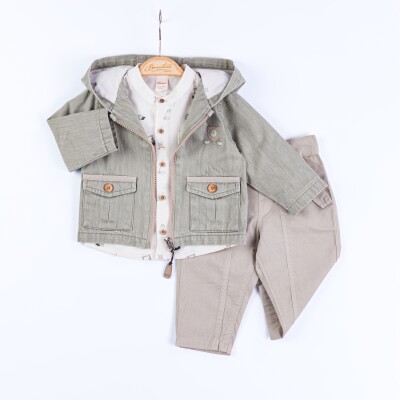 Wholesale Baby Boys 3-Piece Jacket, Shirt and Pants Set 3-12M Minibombili 1005-6677 - Minibombili (1)