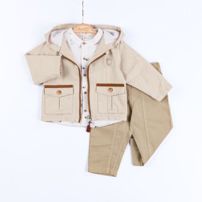 Wholesale Baby Boys 3-Piece Jacket, Shirt and Pants Set 3-12M Minibombili 1005-6677 - Minibombili