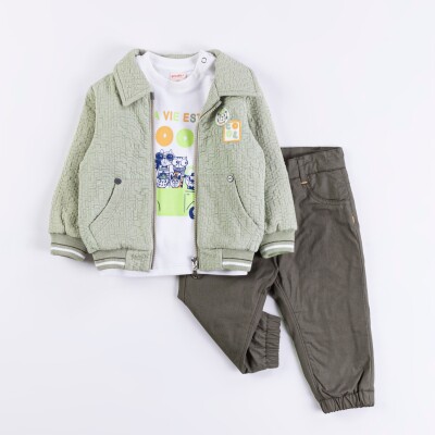 Wholesale Baby Boys 3-Piece Jacket, Sweatshirt and Pants Set 9-24M Minibombili 1005-6540 - 2