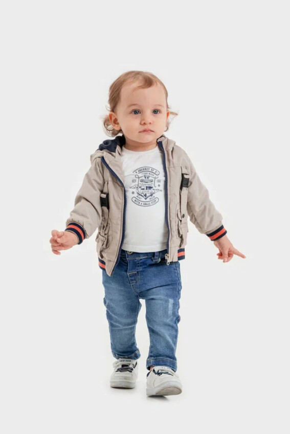 Wholesale Baby Boys 3-Piece Pants, Jacket and Tişört Set 6-24M Bubbly 2035-1561 - Bubbly