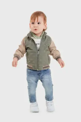 Wholesale Baby Boys 3-Piece Raincoat, Bodysuit and Denim Pants Set 6-24M Bubbly 2035-1566 Khaki