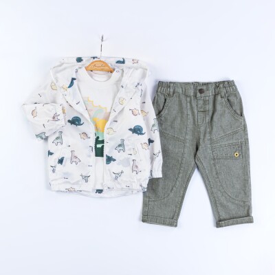 Wholesale Baby Boys 3-Piece Raincoat, Bodysuit and Pants Set 9-24M Bombili 1004-6708 - 2
