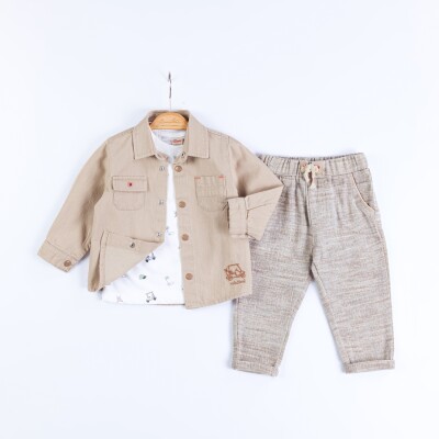 Wholesale Baby Boys 3-Piece Shirt, Bodysuit and Pants Set 3-12M Minibombili 1005-6678 - Minibombili (1)