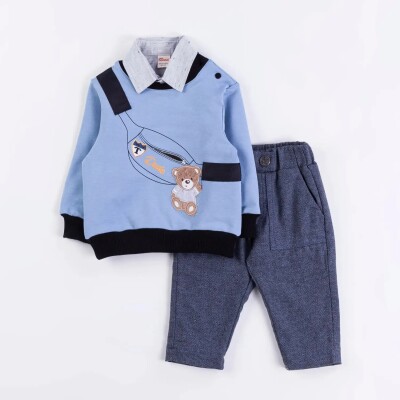 Wholesale Baby Boys 3-Piece Shirt, Sweatshirt and Pants Set 6-18M Bombili 1004-6549 - 3