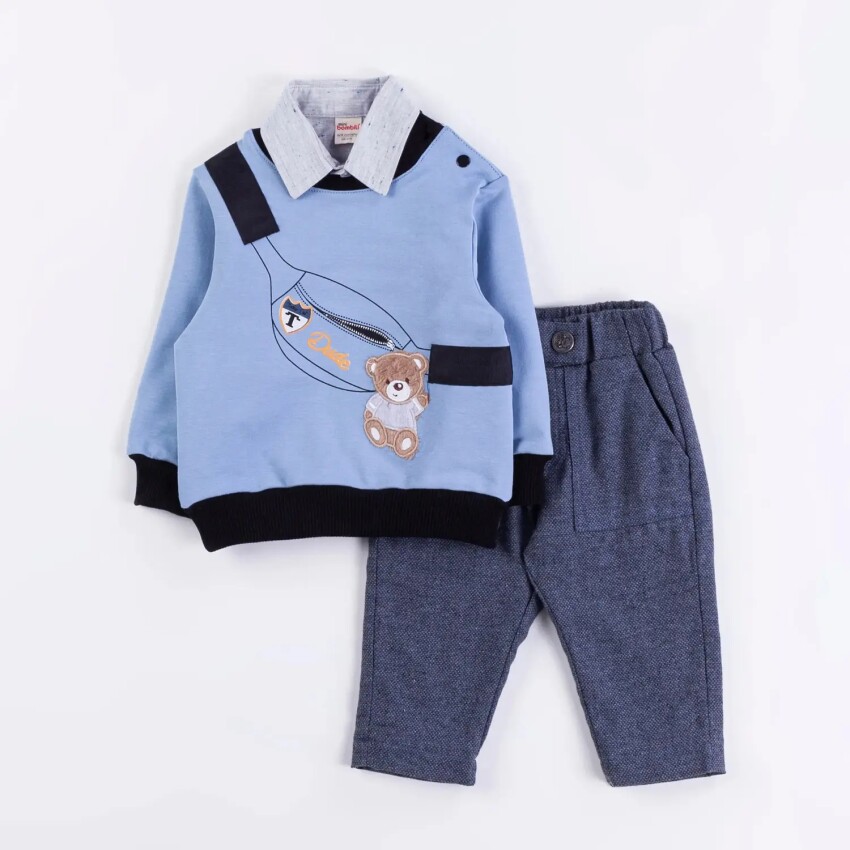 Wholesale Baby Boys 3-Piece Shirt, Sweatshirt and Pants Set 6-18M Bombili 1004-6549 - 6