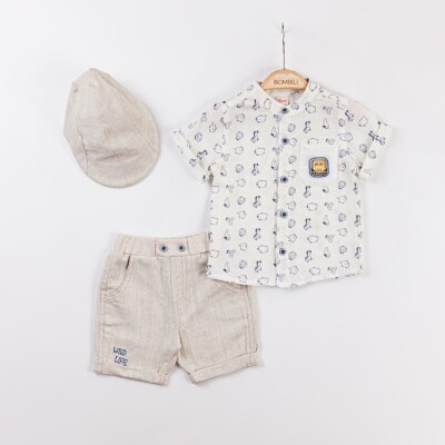 Wholesale Baby Boys 3-Piece Shirt, T-Shirt and Hat Set 3-12M Minibombili 1005-6740 - Minibombili