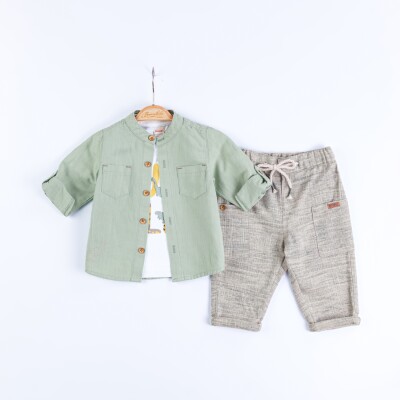 Wholesale Baby Boys 3-Piece Shirt, T-Shirt and Pants Set 3-12M Minibombili 1005-6685 - Minibombili