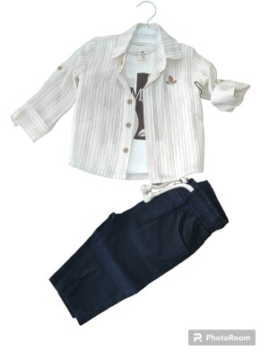 Wholesale Baby Boys 3-Piece Shirt, T-Shirt and Pants Set 9-24M Lemon 1015-10046 - 2