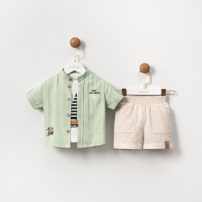 Wholesale Baby Boys 3-Piece Shirt, T-Shirt and Shorts Set 9-24M Cumino 1014-CMN3512 - Cumino