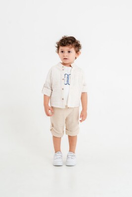 Wholesale Baby Boys 3-Piece Shirt, T-Shirt and Shorts Set 9-24M Lemon 1015-10001 - Lemon