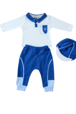 Wholesale Baby Boys 3-Piece Sweatshirt Pants and Hat Set 3-12M Tomuycuk 1074-75553 - Tomuycuk (1)