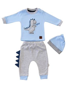 Wholesale Baby Boys 3-Piece Sweatshirt Pants and Hat Set 3-12M Tomuycuk 1074-75559 - Tomuycuk (1)