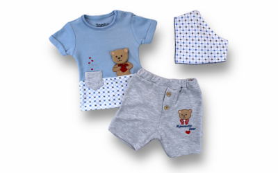 Wholesale Baby Boys 3-Piece T-shirt and Shorts set 3-18M Tomuycuk 1074-75503 - 1