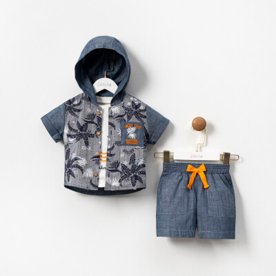 Wholesale Baby Boys 3-Piece T-Shirt, Shirt and Shorts Set 9-24M Cumino 1014-CMN3523 - 3