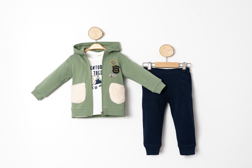 Wholesale Baby Boys 3-Piece Tracksuit Set 9-24M Sani 1068-10030 - 1