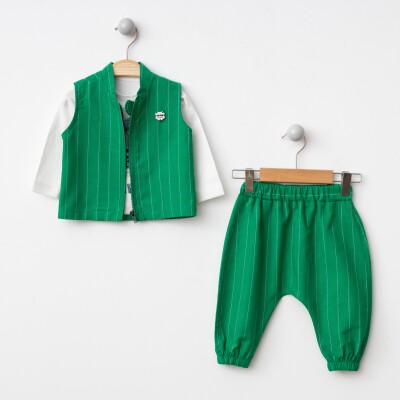 Wholesale Baby Boys 3-Piece Vest, Bodysuit and Pants Set 6-24M BonBon 2056-7003 Green