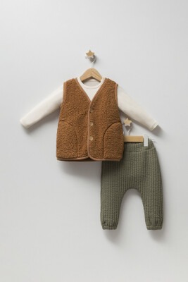 Wholesale Baby Boys 3-Piece Vest Long Sleeve T-Shirt and Pants Set 9-24M Tongs 1028-4886 - 1