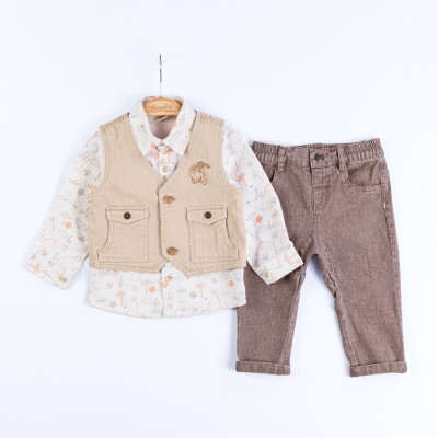 Wholesale Baby Boys 3-Piece Vest, Shirt and Pants Set 3-12M Minibombili 1005-6682 - Minibombili