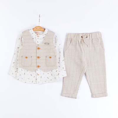 Wholesale Baby Boys 3-Piece Vest, Shirt and Pants Set 9-24M Bombili 1004-6694 - 2